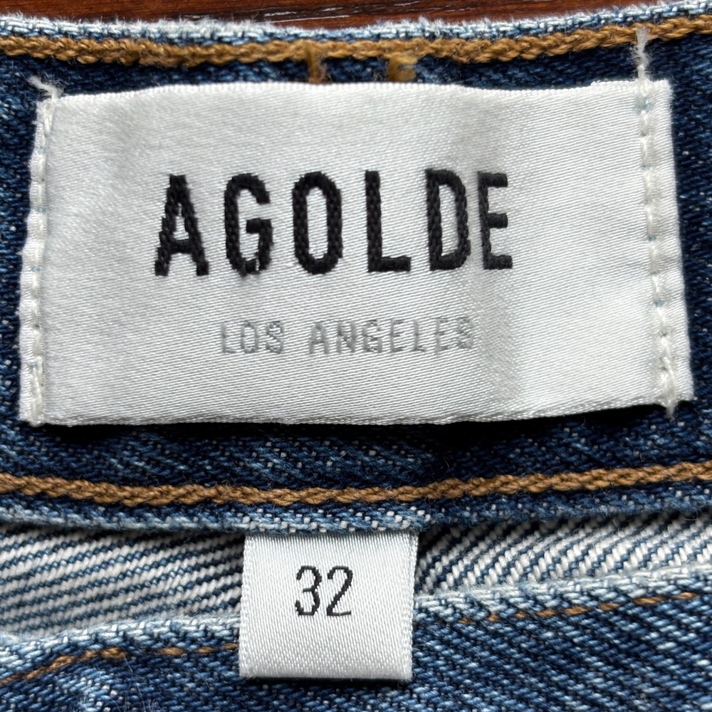 NEW AGOLDE Women 100% Organic Cotton Vintage High Rise Flare Medium Wash Jean 32 - Picture 11 of 16